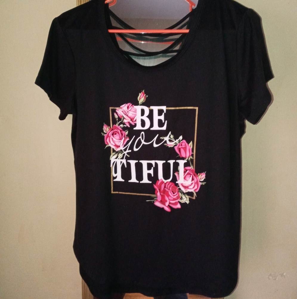 Black Shirt with Flowers